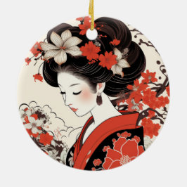Ornamento De Cerâmica Ornaço cerâmico Geisha Japonês