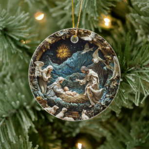 Ornamento De Cerâmica Ornament Angelic Natividade com Starry Night