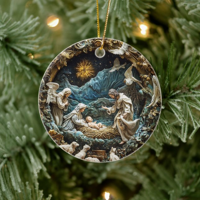 Ornamento De Cerâmica Ornament Angelic Natividade com Starry Night (Árvore)