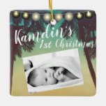 Ornamento De Cerâmica Ornament Baby Ornament Beach Sunset Palm Tree<br><div class="desc">Ornamento XMAS Personalizado</div>