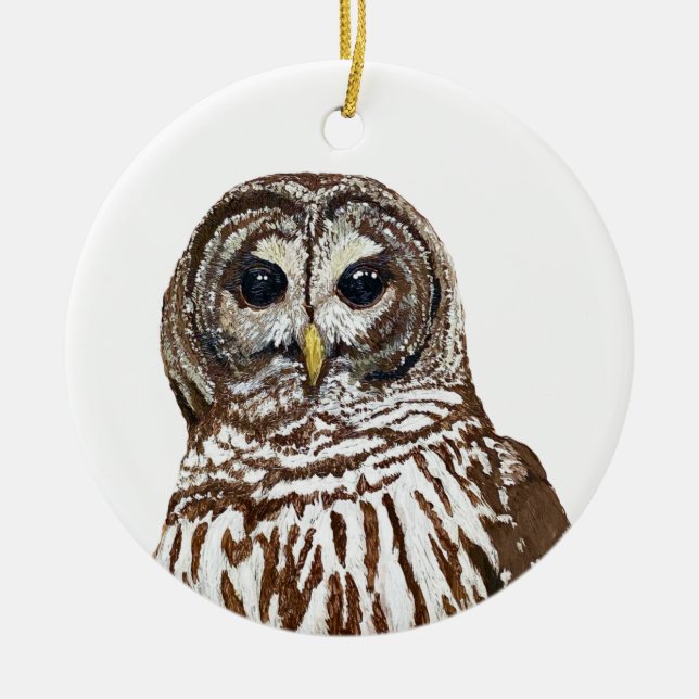 Ornamento De Cerâmica Ornament Barred Owl Christmas 2022 (Frente)