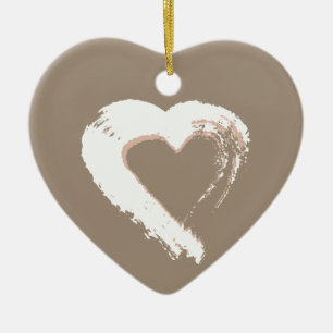 Ornamento De Cerâmica Ornament Beige Heart