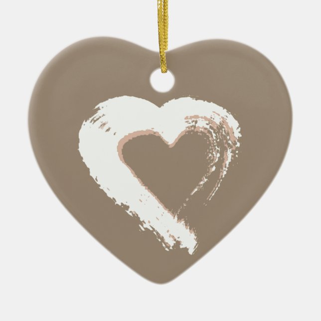 Ornamento De Cerâmica Ornament Beige Heart (Frente)