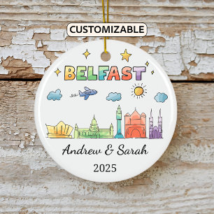 Ornamento De Cerâmica Ornament Belfast Personalizado, Irlanda do Norte