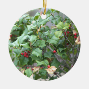 Ornamento De Cerâmica Ornament Berries e Holly Photo