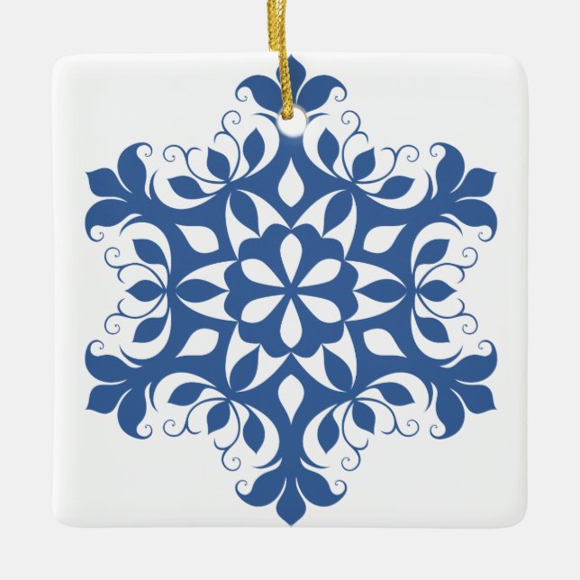 Ornamento De Cerâmica Ornament Blue Snowflake (Frente)