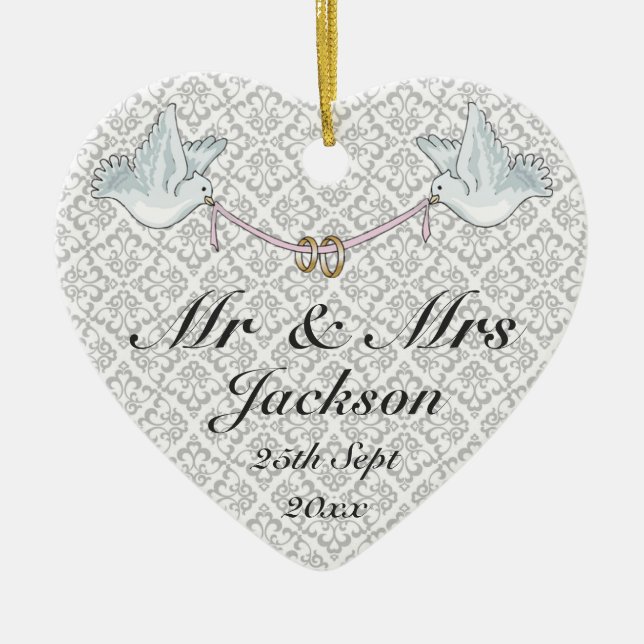 Ornamento De Cerâmica Ornament cerâmico - Bom Casamento Feliz 2 (Frente)