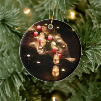 Ornamento De Cerâmica Ornament cerâmico com brilho de velas - personaliz