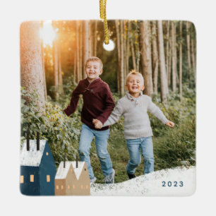 Ornamento De Cerâmica Ornament Cerâmico da Rústica Vila Snowy