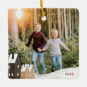 Ornamento De Cerâmica Ornament Cerâmico da Rústica Vila Snowy