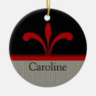 Ornamento De Cerâmica Ornament Chic Floral, Vermelho Escuro