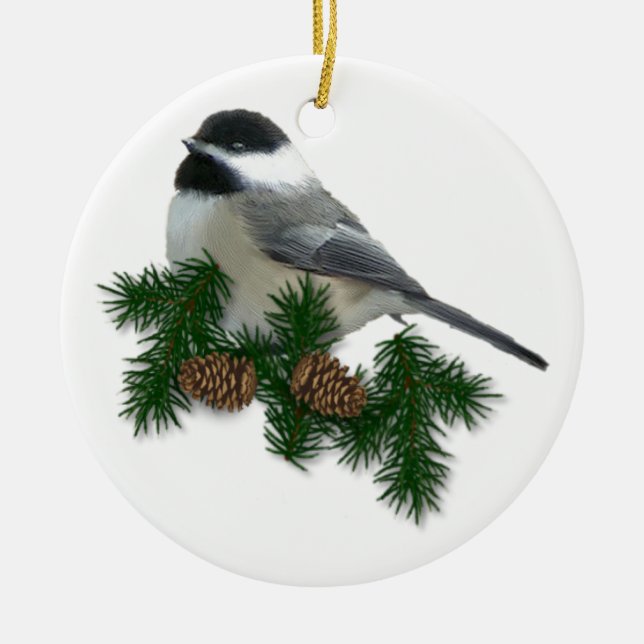 Ornamento De Cerâmica Ornament Chickadee (Frente)