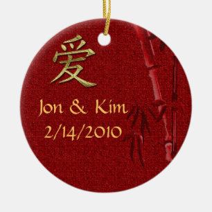 Ornamento De Cerâmica Ornament De Favor De Casamento Vermelho-Chinês