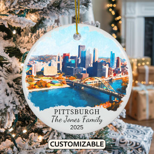 Ornamento De Cerâmica Ornament de Pittsburgh Personalizado, Kansas Gift