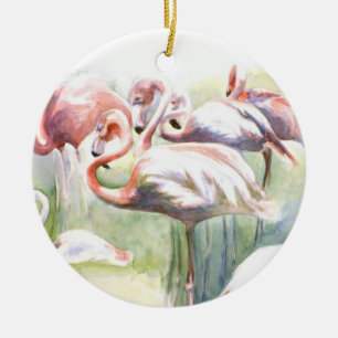 Ornamento De Cerâmica Ornament Flamingo Fiesta