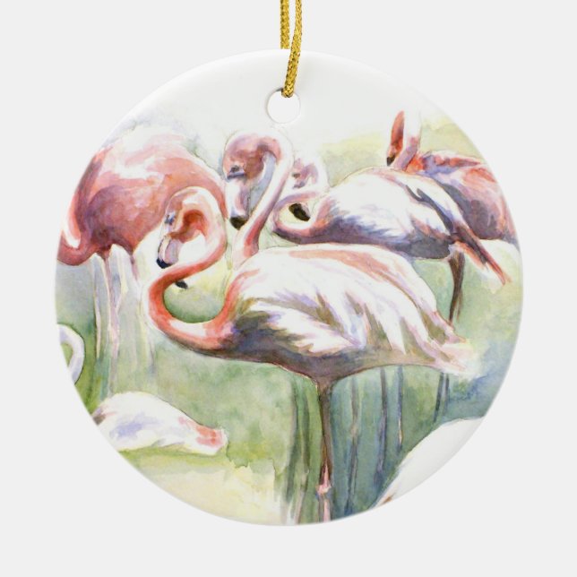 Ornamento De Cerâmica Ornament Flamingo Fiesta (Frente)