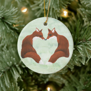 Ornamento De Cerâmica Ornament Fox Heart