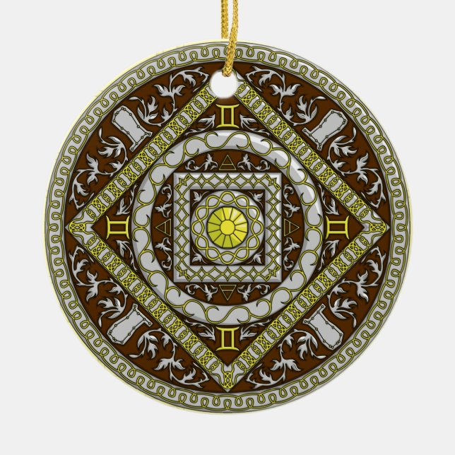 Ornamento De Cerâmica Ornament Gemini Mandala (Frente)