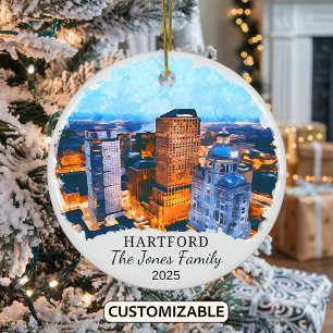 Ornamento De Cerâmica Ornament Hartford Personalizado, Estado de Connect