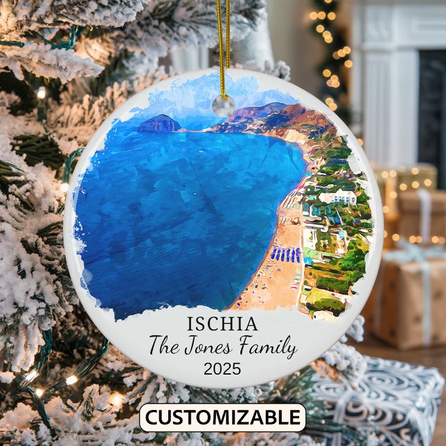 Ornamento De Cerâmica Ornament Ischia Personalizado, Itália Gift (Criador carregado)