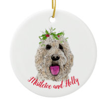 Ornament Mistletoe Holly Ouro Doodle