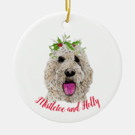 Ornamento De Cerâmica Ornament Mistletoe Holly Ouro Doodle