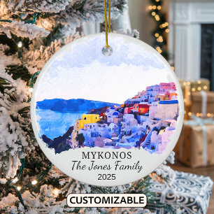 Ornamento De Cerâmica Ornament Mykonos Personalizado, Grécia