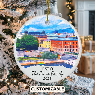 Ornamento De Cerâmica Ornament Oslo Personalizado, Noruega
