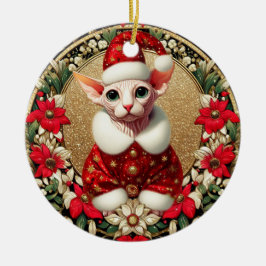 Ornamento De Cerâmica Ornament Papais noeis de Natal Sphynx Cat