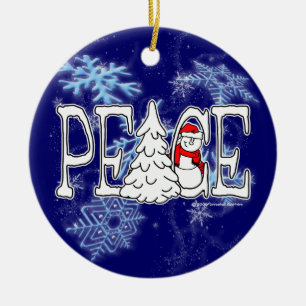 Ornamento De Cerâmica Ornament Peace Snowman