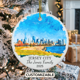 Ornamento De Cerâmica Ornament Personalizado da cidade de Jersey, Estado