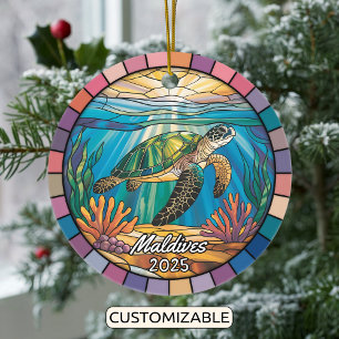 Ornamento De Cerâmica Ornament personalizado das Maldivas, tartaruga mar