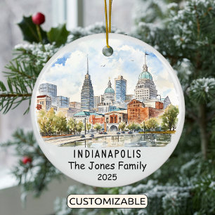 Ornamento De Cerâmica Ornament Personalizado de Indianápolis, Indiana
