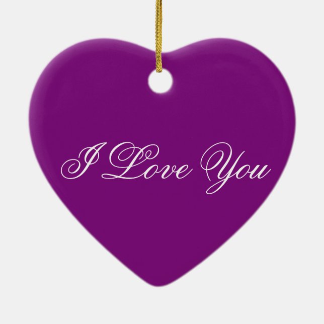 Ornamento De Cerâmica Ornament Purple Heart - Eu Te Amo (Verso)