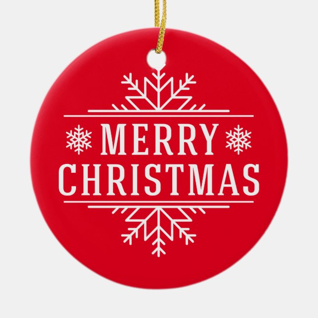 Ornamento De Cerâmica Ornament-Red Feliz de Natal (Frente)