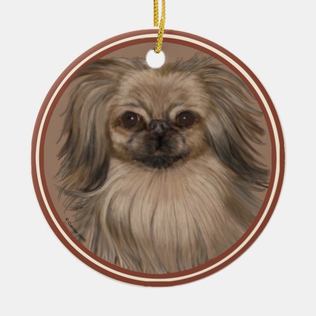 Ornamento De Cerâmica Ornament Rondo Pekingese (Frente)
