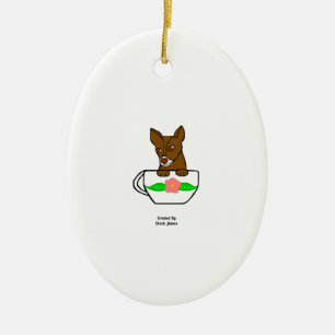 Ornamento De Cerâmica Ornament Teacup Chihuahua Oval