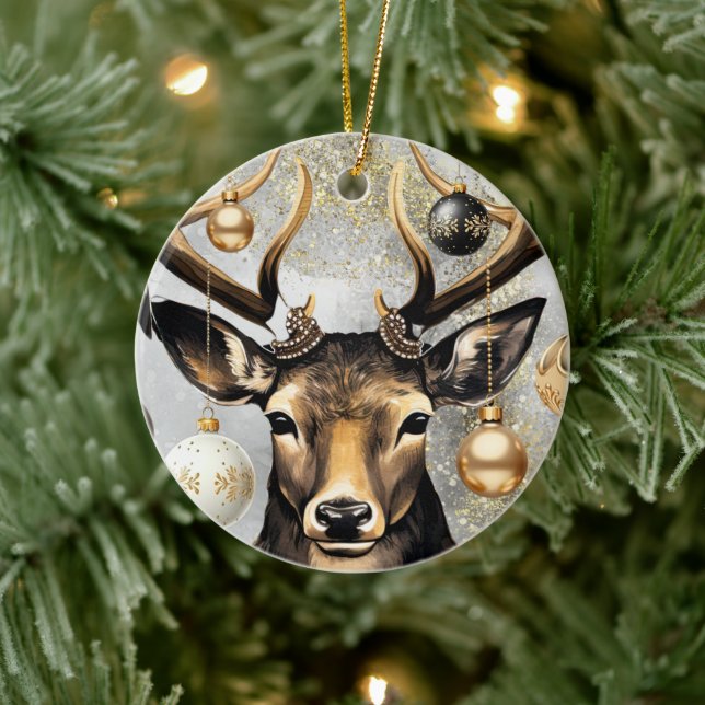Ornamento De Cerâmica Ornament Winter Deer - Personalizável (Árvore)