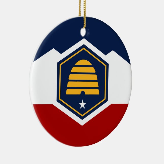 Ornamento De Cerâmica Ornament with flag of Utah, USA (Direito )