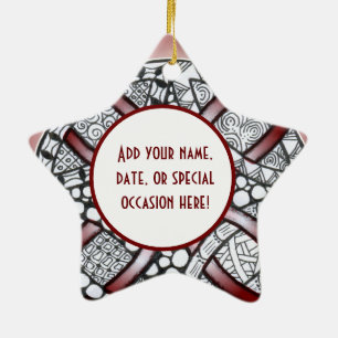 Ornamento De Cerâmica Ornamento Celtic Knot Doodle Maroon Red Cerâmica
