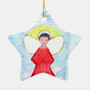 Ornamento De Cerâmica "Ornamento da estrela do brilho pequeno do anjo de
