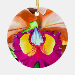 Ornamento De Cerâmica Orquídea colorida colorida de flores