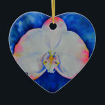 Ornamento De Cerâmica Orquídea floral cor-de-água rosa branca Elegante<br><div class="desc">Pintor branco e romeno elegante,  cor-de-rosa,  de H Cooper</div>