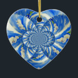 Ornamento De Cerâmica Orquídea Pintura em Aquarela, Nuvens Mandala<br><div class="desc">pintura original de cor branca de orquídea branca da abstrato surreal mandala,  de H Cooper</div>