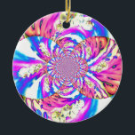 Ornamento De Cerâmica Orquídeas cor-de-rosa-abstrato retro-cor-de-rosa-m<br><div class="desc">mandala branca abstrato romântica - com espirais cor-de-rosa e laranja - de cor-de-água original por H Cooper</div>