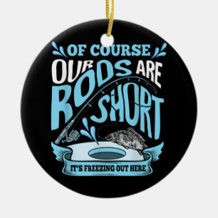 Ornamento De Cerâmica Os Bandos Engraçados São Pai De Pesca De Gelo Cu