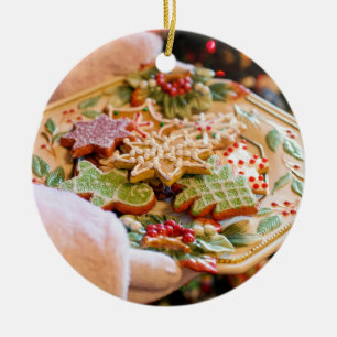 Ornamento De Cerâmica Os biscoitos do papai noel em uma placa