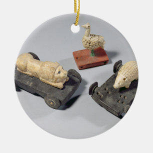 Ornamento De Cerâmica Os brinquedos das crianças: um ouriço, um leão 