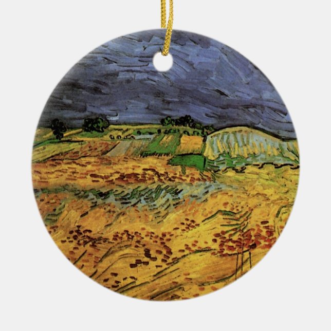 Ornamento De Cerâmica Os Campos de Vincent van Gogh (Frente)