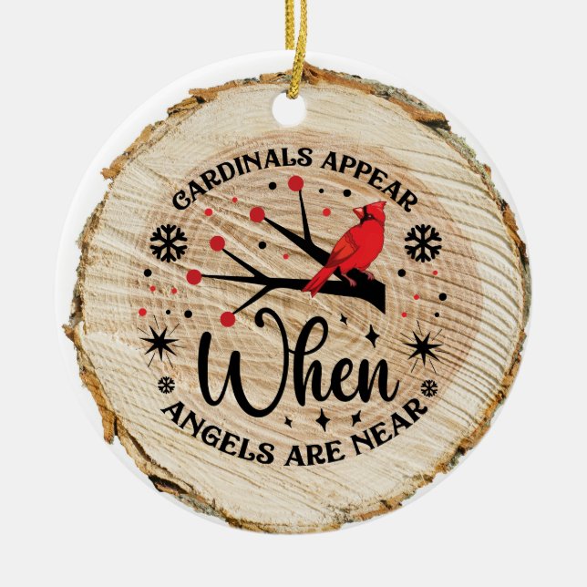 Ornamento De Cerâmica Os cardeais aparecem quando os anjos estão próximo (Frente)